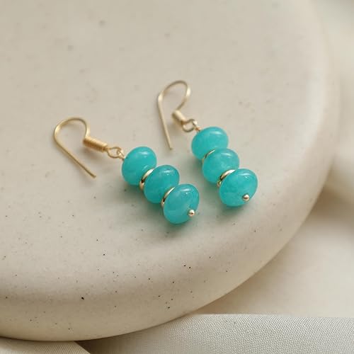 Miniatura 10 de Gempires Mother's Day Gift Unakite Rondelle Beads Earrings, Dangling Earrings, Crystal Earrings for Girls,14k Gold Plated Hook Earrings, Handmade