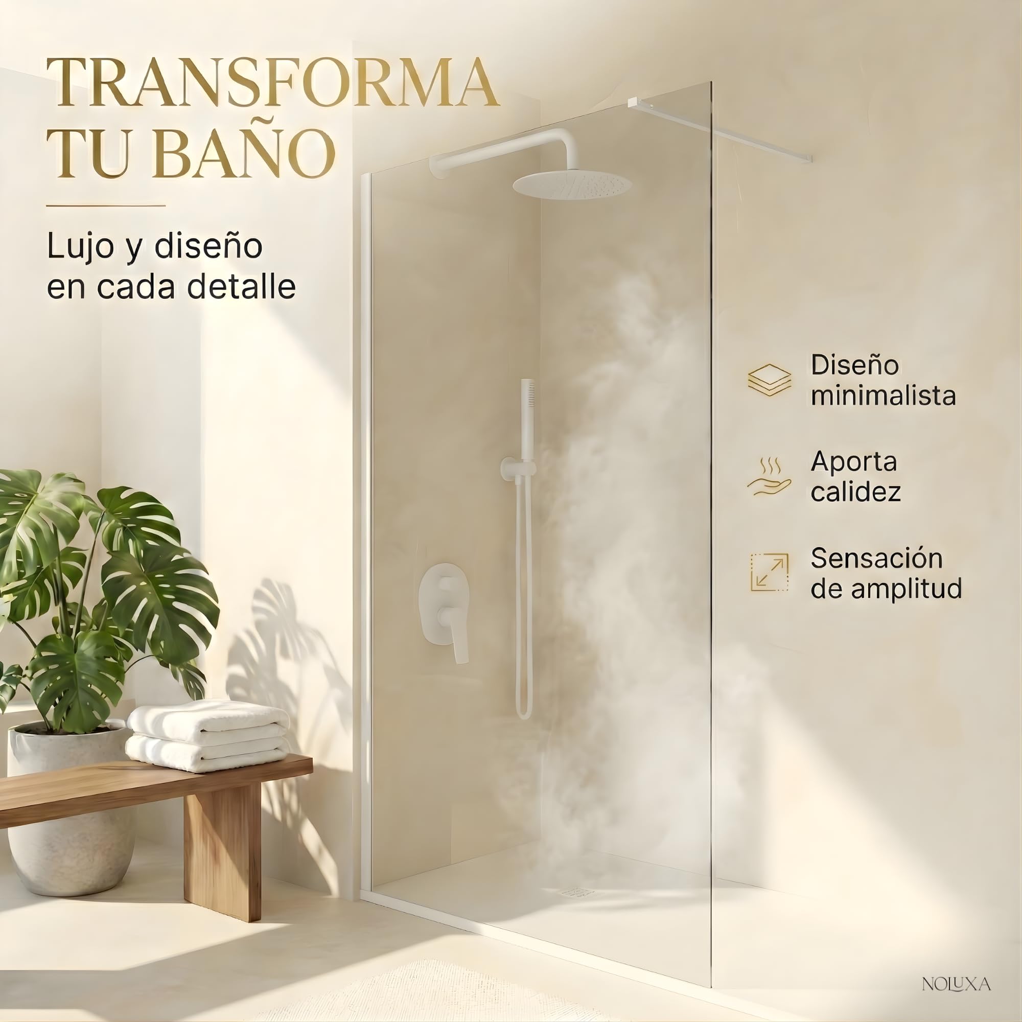 IMEX - Kabina prysznicowa stała 70 cm, z przodu, matowa, biała, z ramieniem mocującym, ścianka prysznicowa ze szkła antykamieniowego i profili aluminiowej o wysokości 195 cm, szkło o grubości 8 mm