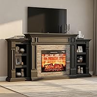 Vista 1 de LGHM - Soporte de TV con chimenea de 72 pulgadas para televisores de hasta 80 pulgadas, chimenea eléctrica con repisa, centro de entretenimiento