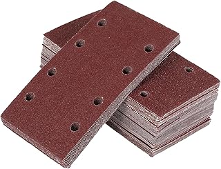 esidianzi 80Pcs Rectangular Sander Paper Aluminum Oxide Hook and Loop Sandpaper Anti-Static 8 Holes Sanding Pads Assorted 40/60/ 80/120/180/240/320/400 Grits Adhesive Polishing Pads