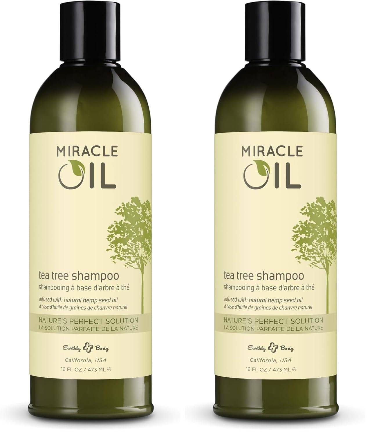 Earthly Body Miracle Oil Tea Tree Shampoo 16 Fl Oz (Pack of 2)