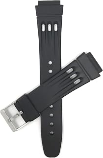 Black Rubber Watch Band for Casio, Timex & More, Sports, 3 Grooves, 2 Spring Bars Included (18mm and 20mm)