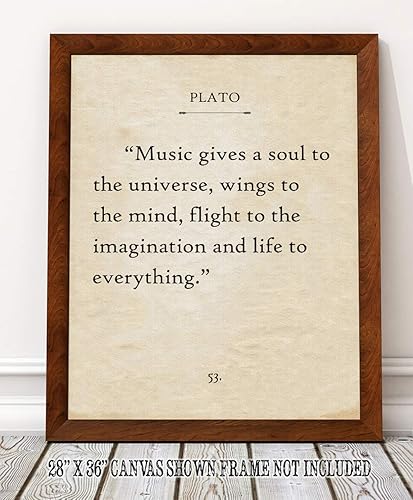 Miniatura 9 de Plato - Music Gives A Soul To The Universe - Classic Inspirational Wall Art for Home and Office, Music Room Decor, Literary Book Page Posters,