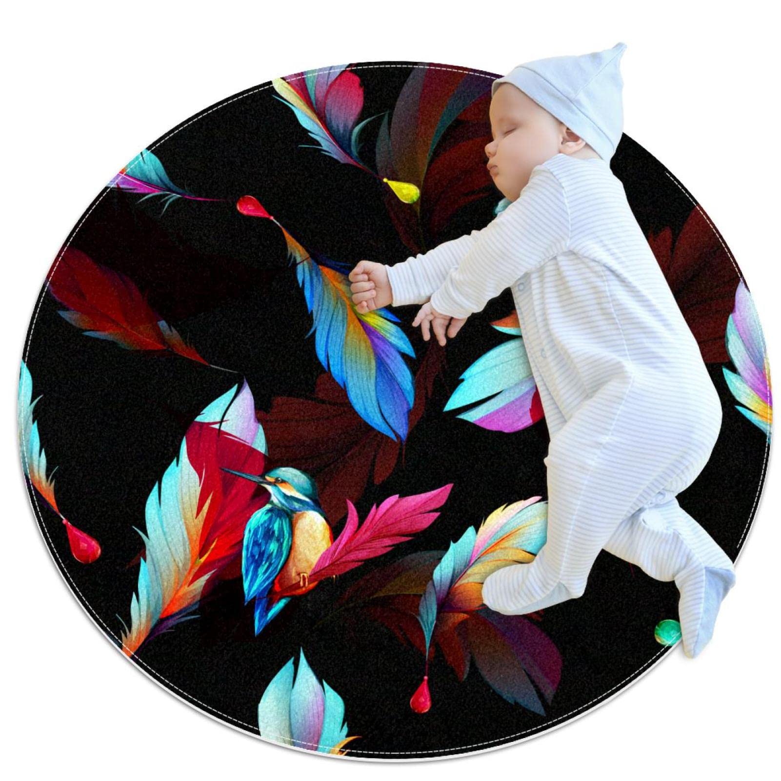 Tapis plumes tapis rond 100x100cm pour chambre à coucher et salon