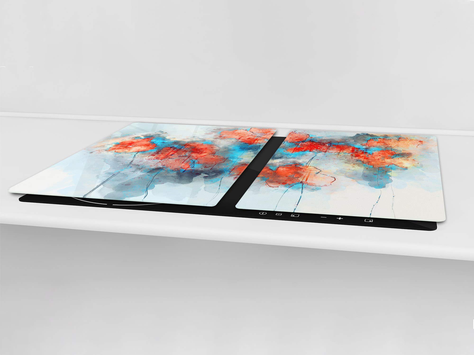Planche à Découper En Verre Coloray 80x52 Cm - Motif Fleurs Coquelicots, Moderne & Facile à Nettoyer