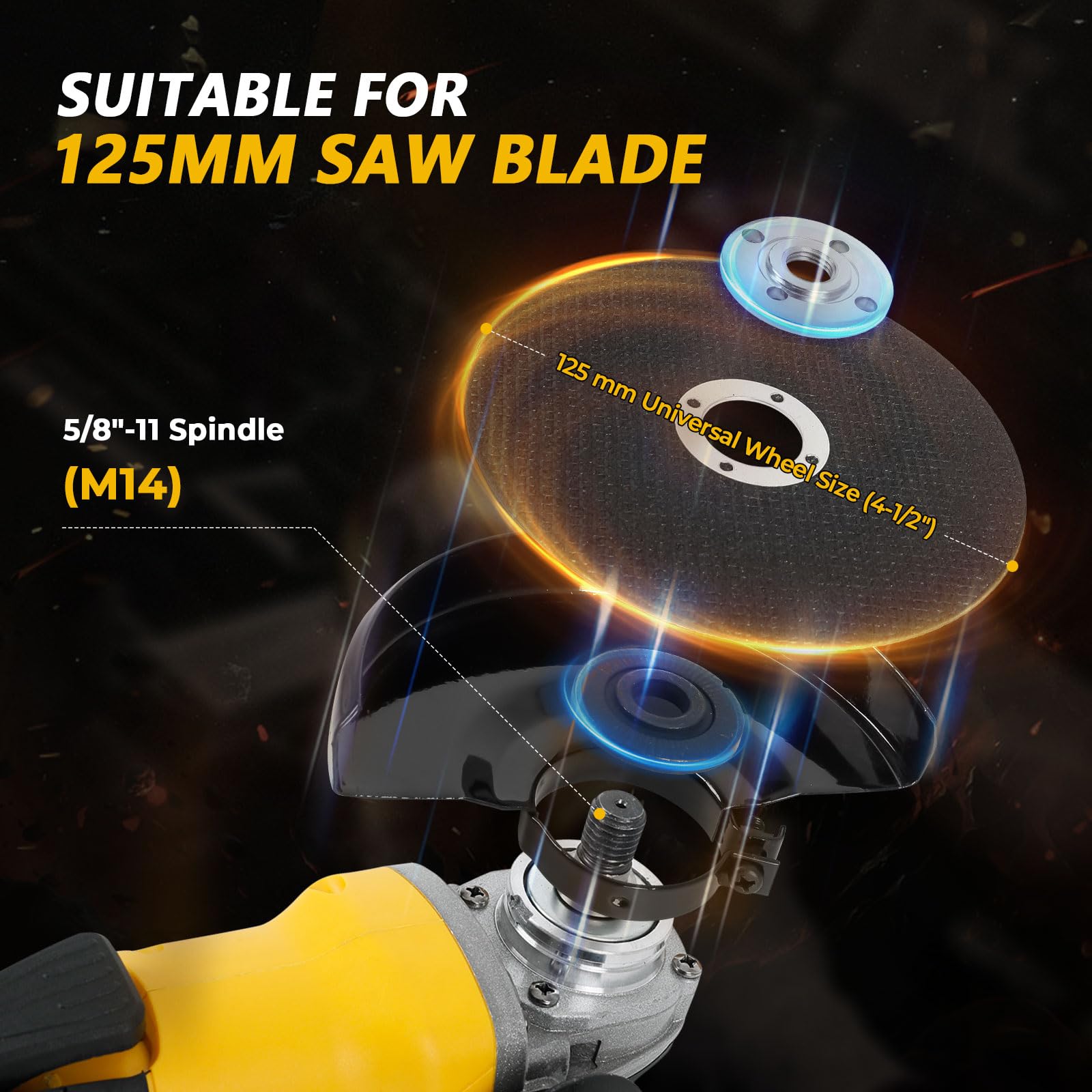 Akumulatorowa szlifierka kątowa do Dewalt 18V 20V, 125mm 8500RPM bezszczotkowa elektryczna 3-biegowa szlifierka elektronarzędzie do cięcia, szlifowania, polerowania drewna, plastiku, metalu (BEZ