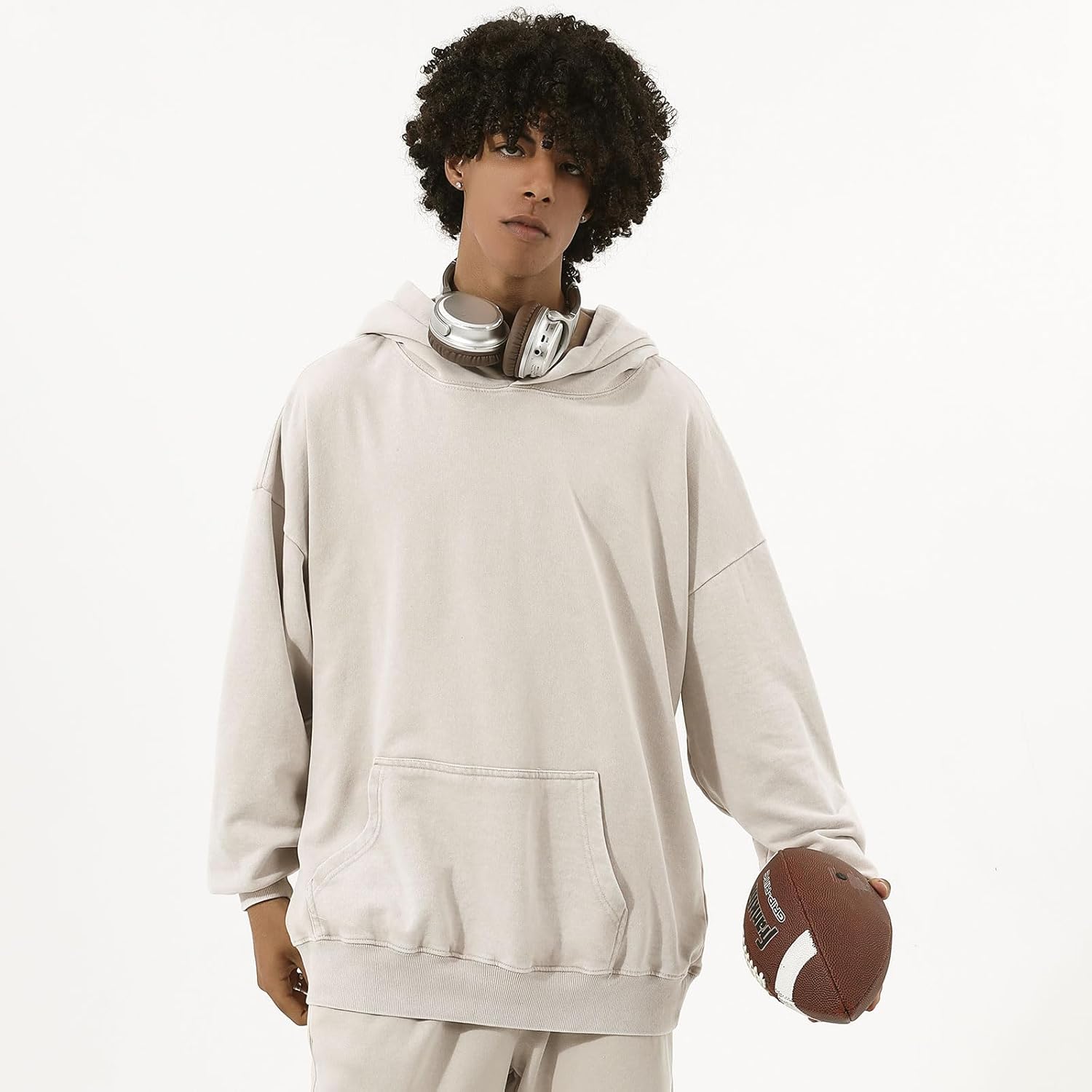 Bobeutou Oversized Hoodie Men Vintage Cotton Casual Hooded Sweatshirt Trendy Baggy Basic Hoodies Retro Pullover Streetwear - Image 3