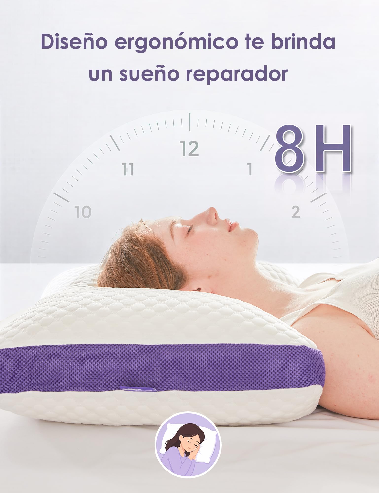 DWR Cuscino 50x75 cm (Set di 1), Riempimento in Memory Foam, Cuscino Regolabile in Altezza con Cerniera, Cuscino Ergonomico e Traspirante per Cervicale, Federa Rimovibile e Lavabile