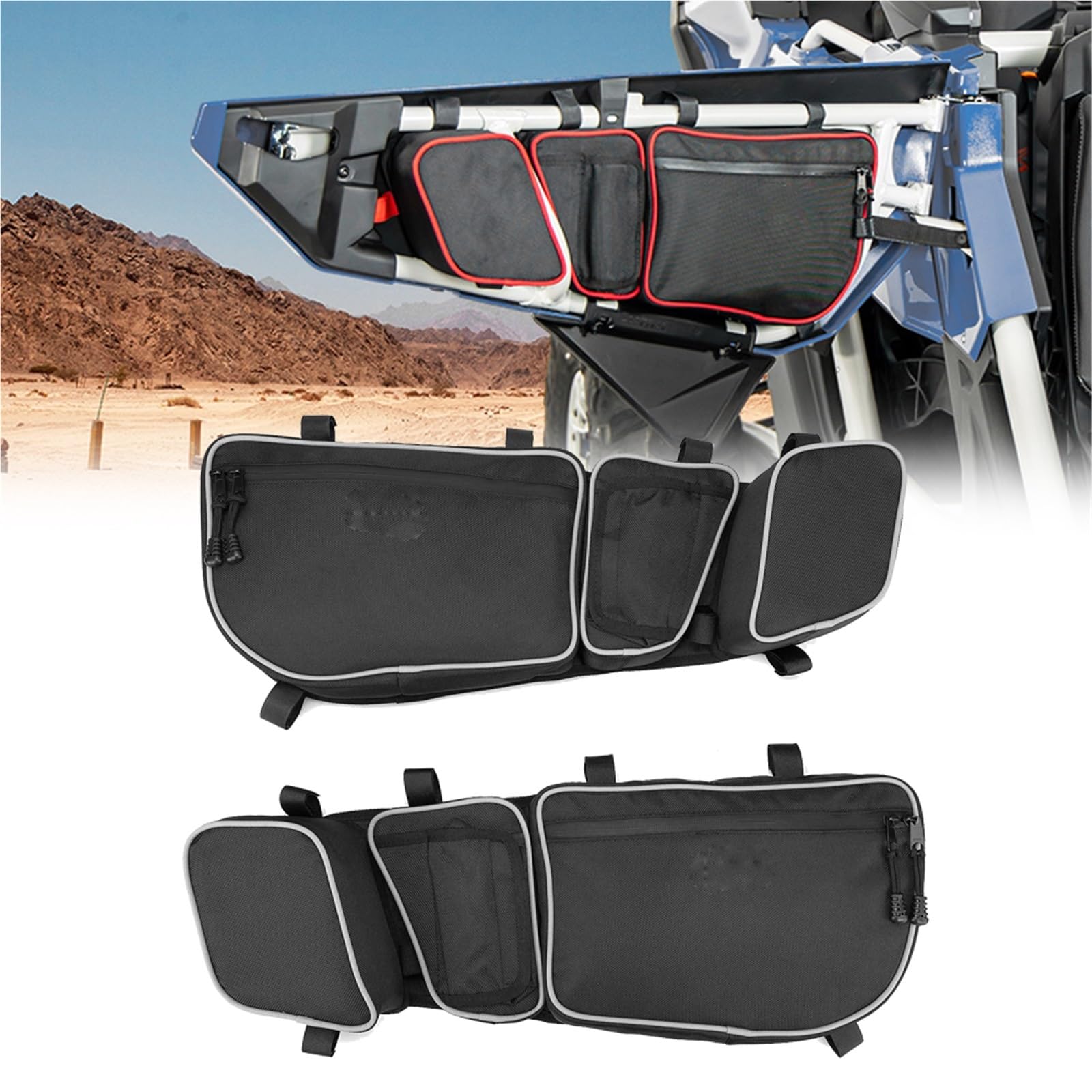 JSDHFQ For Maverick X3 Max RR XMR XDS XRC XRS Turbo 4x4 UTV Side Storage Bag Passenger Driver Door Bags Knee Pad 2017