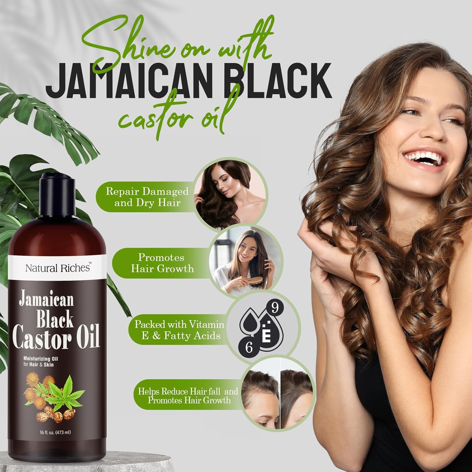 Natural Riches Jamaican Black Castor Oil Pure Organic Cold Pressed for Hair Growth Skin Care for Dry Skin Conditioning Eyebrows Eyelashes Scalp and Nail Moisturizes & Repairs 16fl.oz. - Image 4