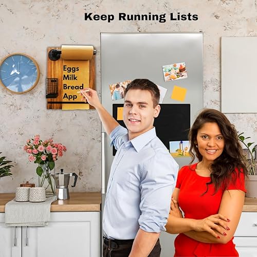 Miniatura 6 de Dispensador de papel kraft – Dispensador de rollo de papel montado en la pared – Tablones de mensajes decorativos para pared – Soporte para bloc de