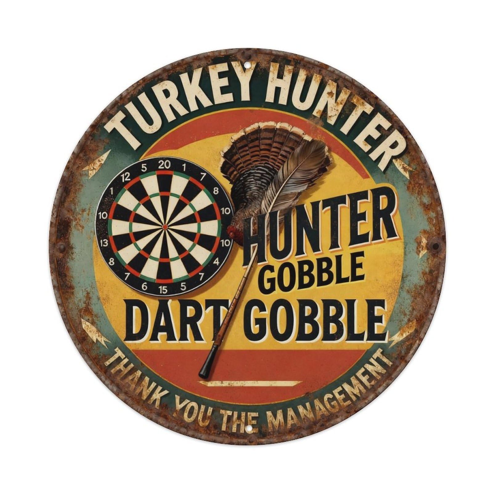 Turkey Hunter Gobble Gobble Metal Tin Sign Plaque