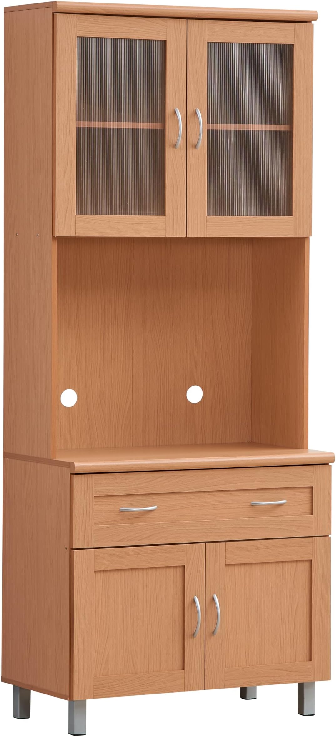 HODEDAH IMPORT Tall Standing Kitchen Cabinet with Top and Bottom Enclosed Cab...