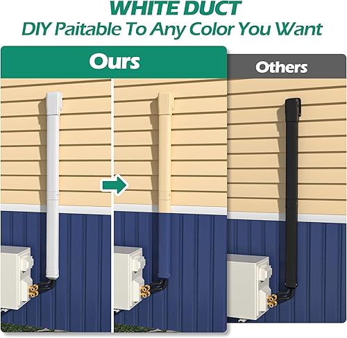 Miniatura 5 de Mini cubierta de línea dividida: 4 '' 7.5 pies línea ocultar para aire acondicionado mini split central AC HVAC - cubierta de tubería decorativa