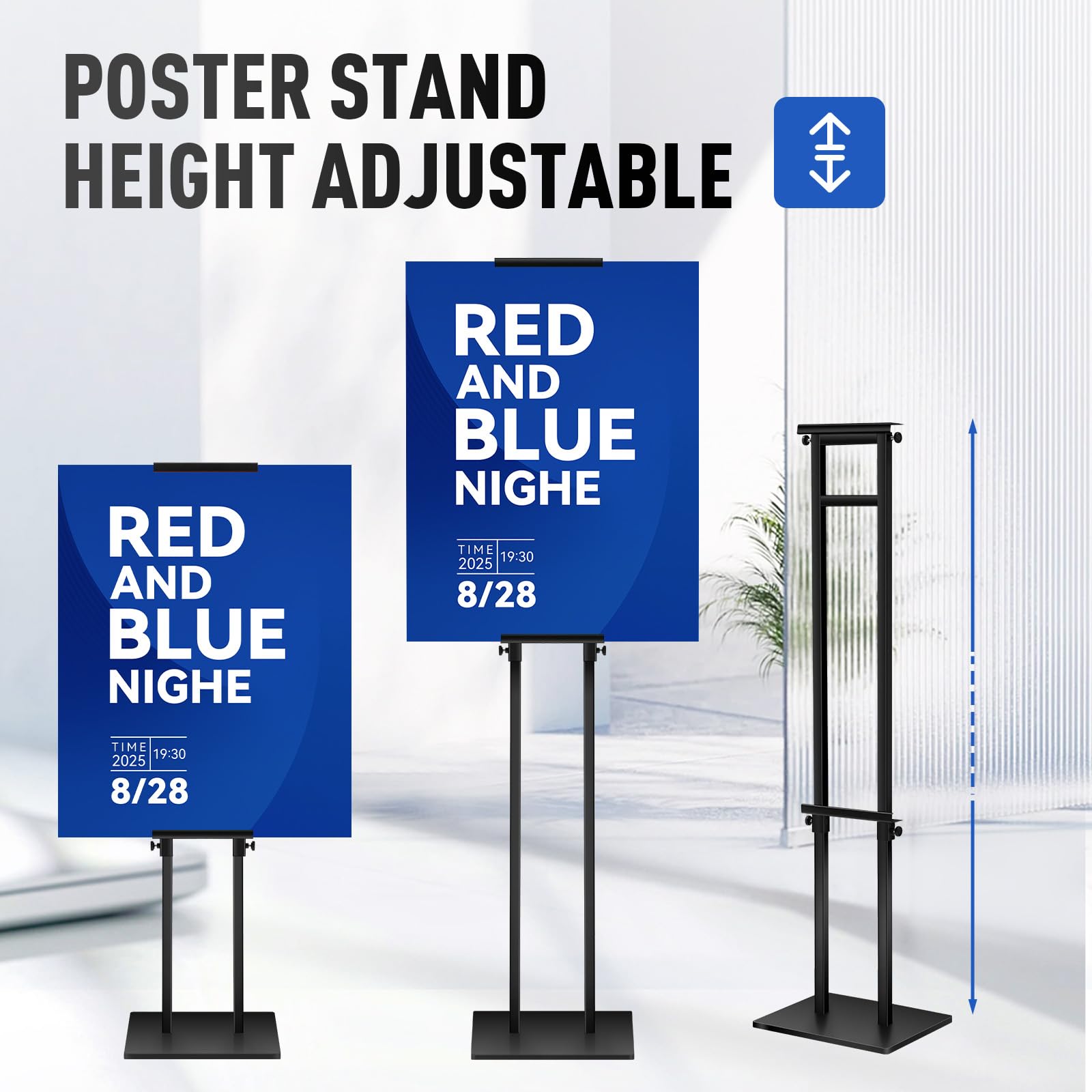 YIYO Soporte para carteles – Exhibición de suelo de doble cara de 78 pulgadas con base de metal, doble poste ajustable resistente para tableros de espuma y señalización (escuelas/tiendas/restaurantes
