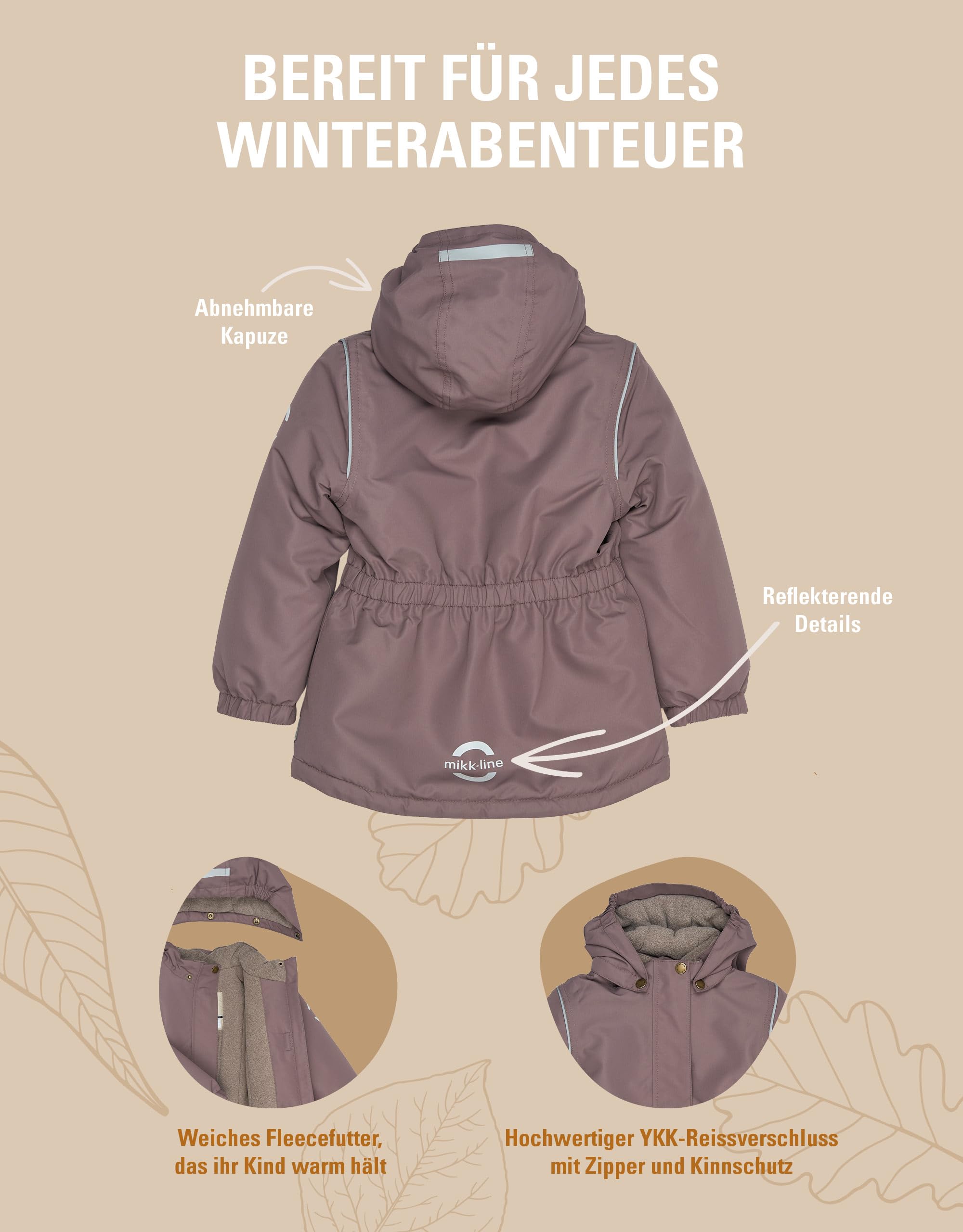 Mikk-line Giacca invernale per bambini (80/152), giacca calda, riflettente e impermeabile, traspirante e antivento, con colonna d'acqua di 20.000 mm, perfetta come giacca da neve