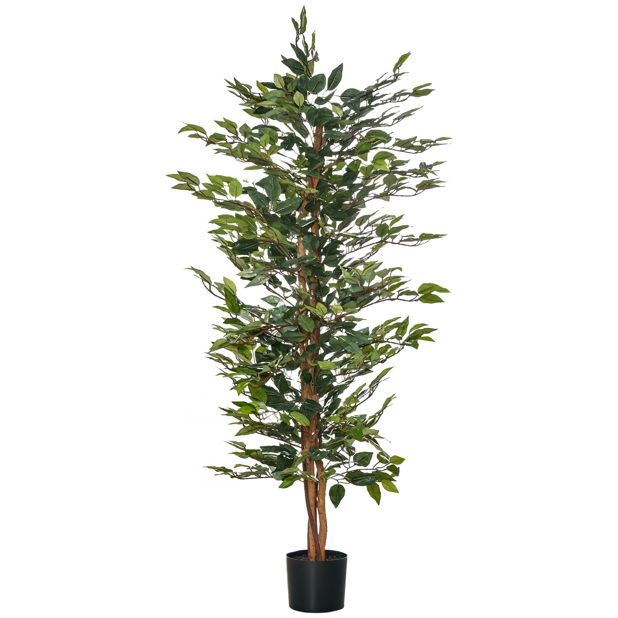 HOMCOM Arbre Artificiel Plante Artificiel ficus Hauteur 1,​5 m Tronc Branches Liane Lichen Feuilles Grand réalisme Pot Inclus
