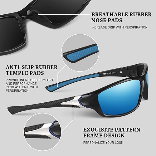 Miniatura 4 de WEAROYO - Gafas de sol polarizadas deportivas para hombres y mujeres, gafas de pesca y conducción rectangulares, protección UV400