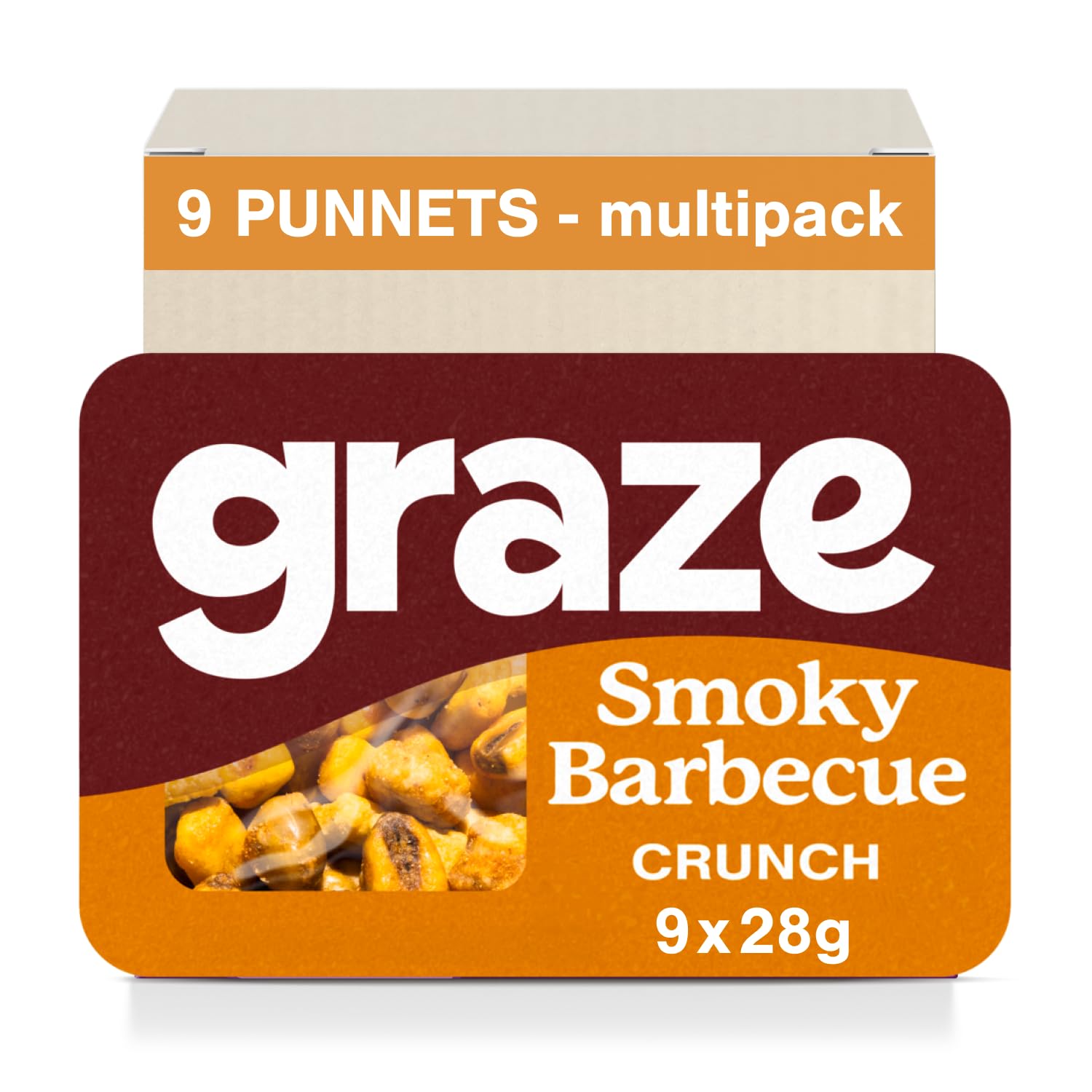 Graze - BBQ Snacks - Healthy Snacks Alternative for Crisps, Mixed Nuts & Pretzels - Perfect if You Love Corn, Broad Beans and Corn Hoops Mixed Savoury Vegan Snacks (9x28g pack)
