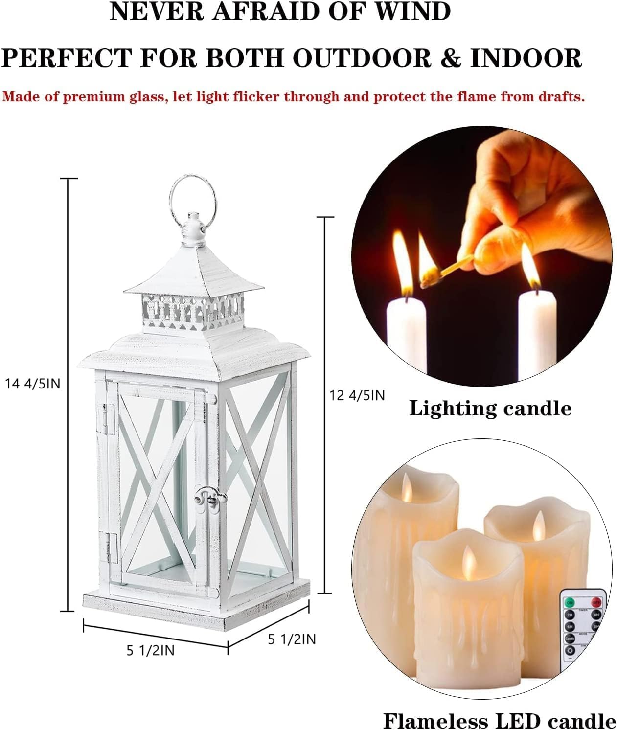 Best White Lantern Picks for 2026: Vetted & Ranked 3 DECORKEY Lantern Decorative Indoor & Outdoor, Large Square Hanging Spring Home D — product photo