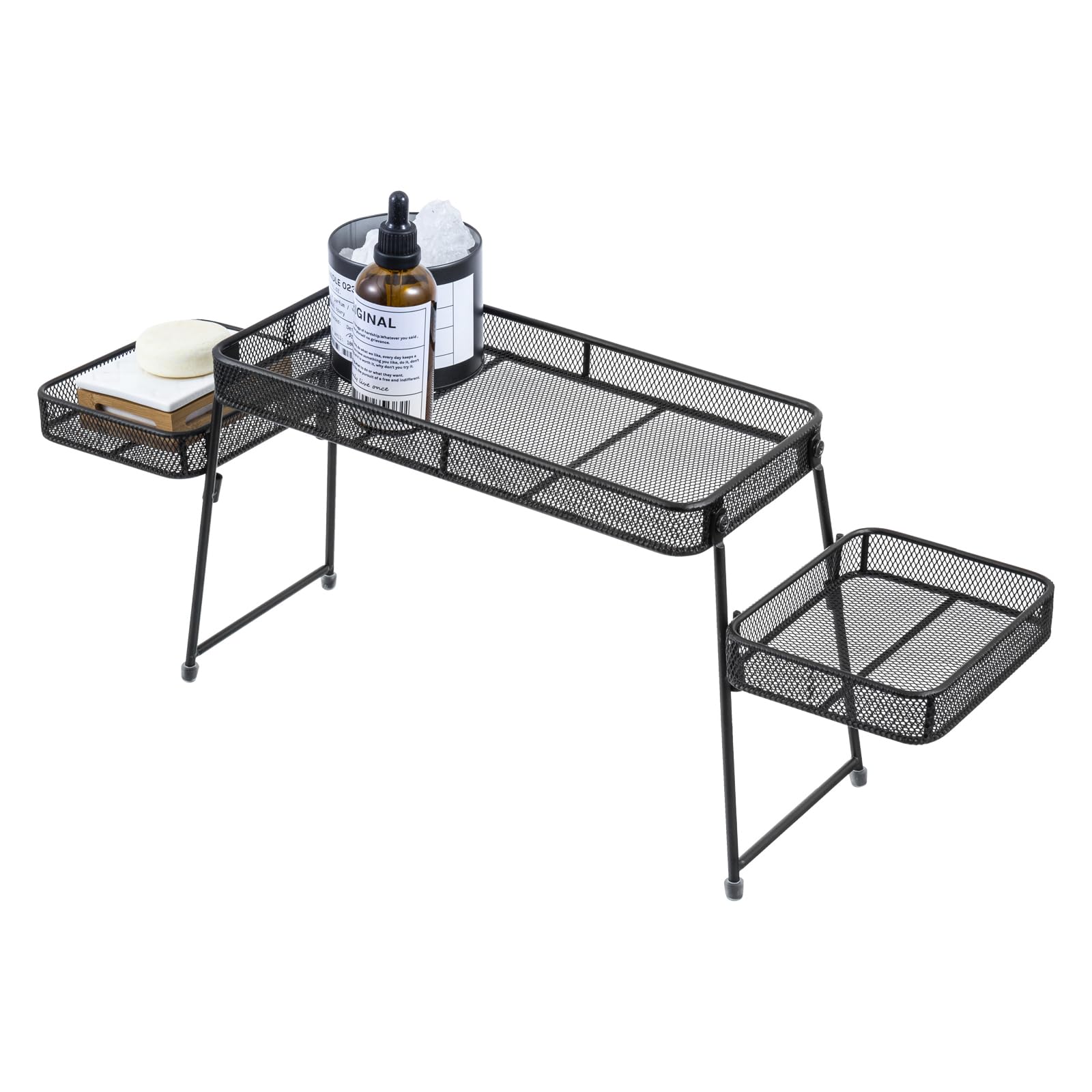 MyGift Over the Shelf Black Metal Organizer Rack 3 Tiered