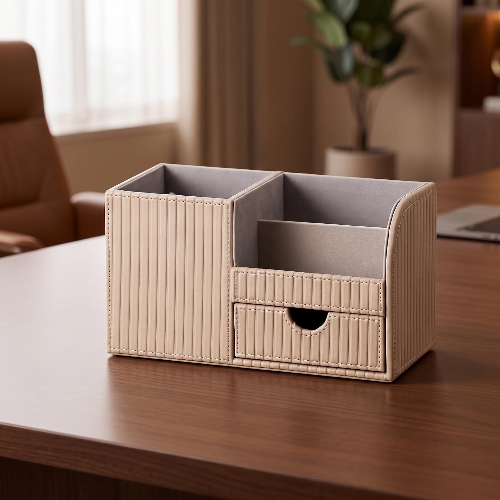 Colcolo Organizador con Compartimentos | Organizador Escritorio con Cajones, Compacto, Portalápices Cajonera, para oficina en Casa, Profesionales, Estudiantes, Marrón