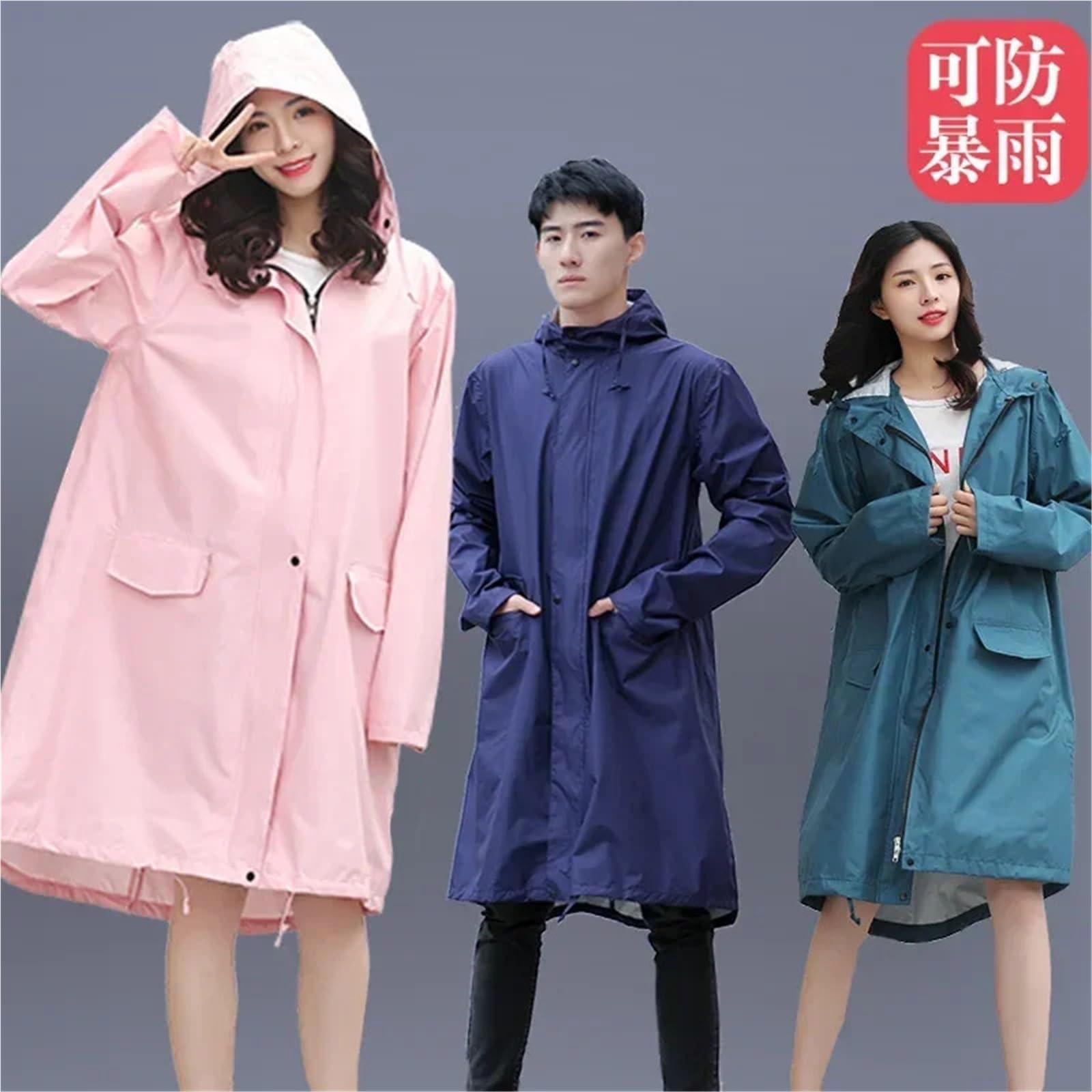 Poncho Antipioggia Traspirante da Donna, Lungo, Impermeabile, con Tasca, for Esterni