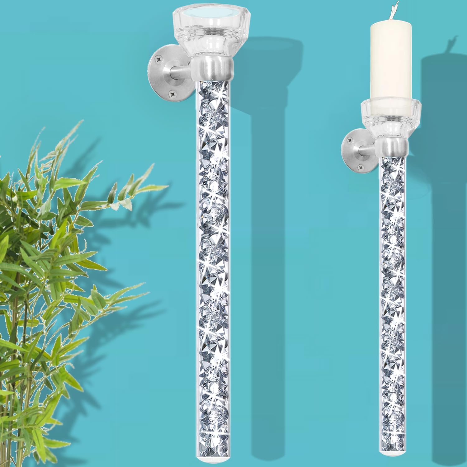 Aeveco Crystal Crush Diamond Mirrored Candle Sconces