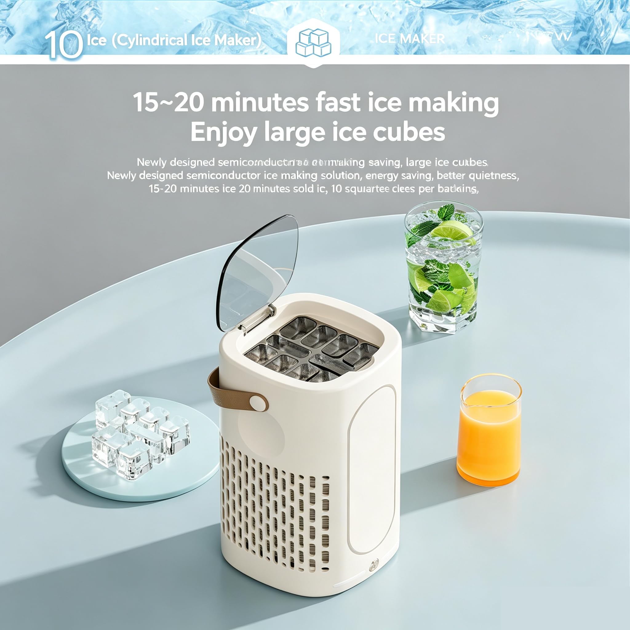Samochodowa Kostkarka Do Lodu 90 W, 12 V Dc, Przenośna, Typu Flip-top