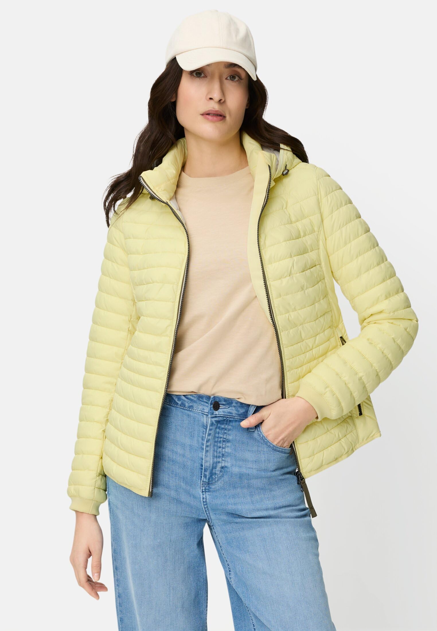 camel active Damen Steppjacke mit Kapuze | Gefütterte Jacke mit abnehmbarer Kapuze | winddicht und wasserabweisend