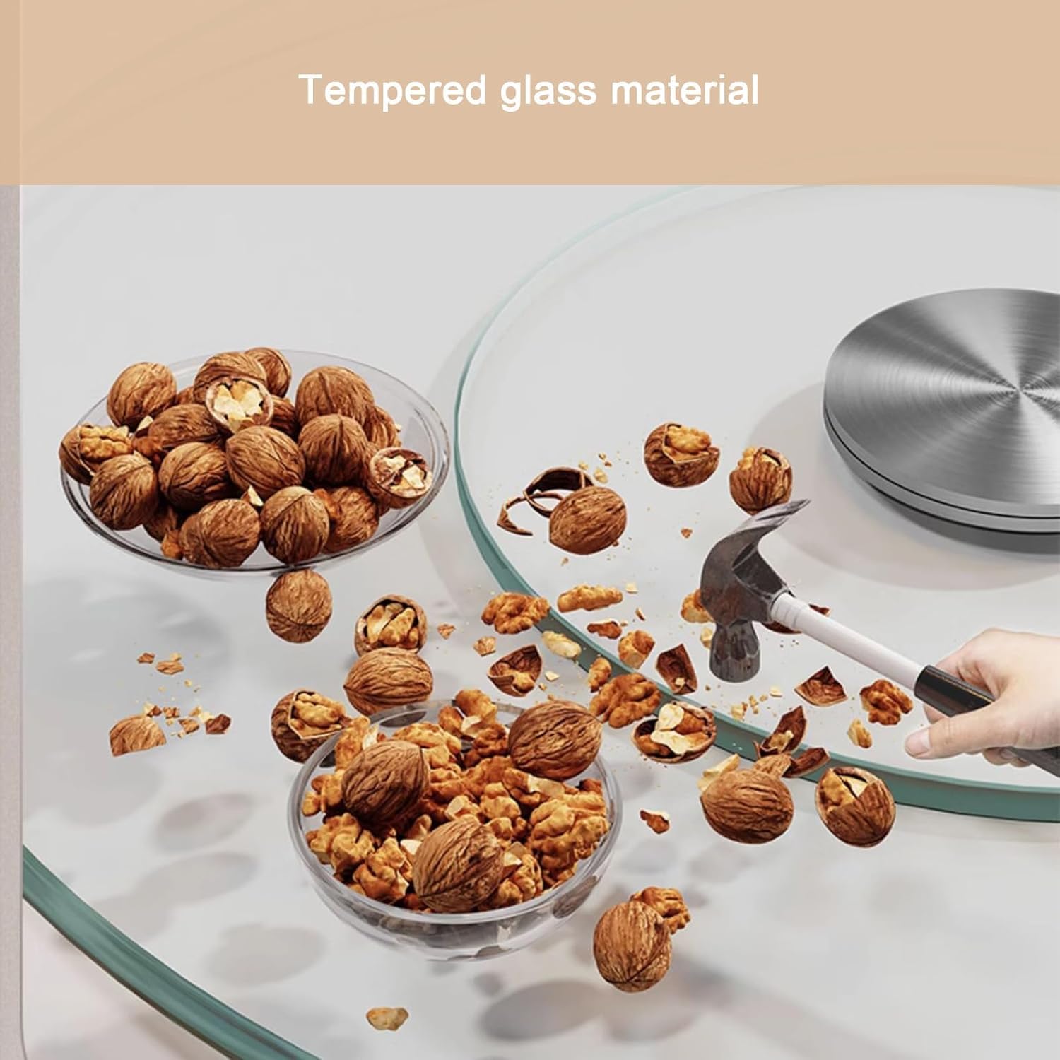 Plateau tournant Lazy Susan, écran en verre trempé, roulement en alliage d'aluminium pour cuisine et salle à manger, idéal pour partager facilement les aliments
