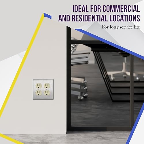 Miniatura 63 de ENERLITES Elite Series Duplex Receptacle with Screwless Wall Plate, Residential Grade Duplex Outlet, Tamper-Resistant, Grounding, 15A 125V, UL Silver