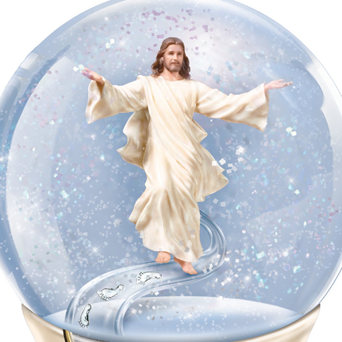 The Bradford Exchange Footprints in The Sand Musical Glitter Globe (Clear)