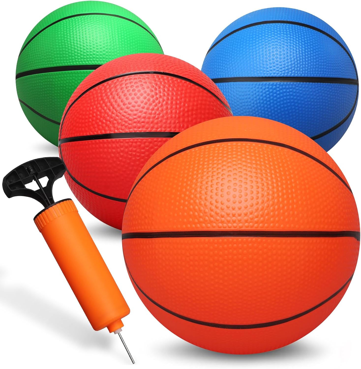 Dilabnba 8" Mini Rubber Replacement Basketballs for Basketball Hoop/Pool, Kids Toddler Soft Beach Bouncy Ball Sports Party Game, Junior Balls Indoor Outdoor Arcades Games, Lightweight (4PCS)