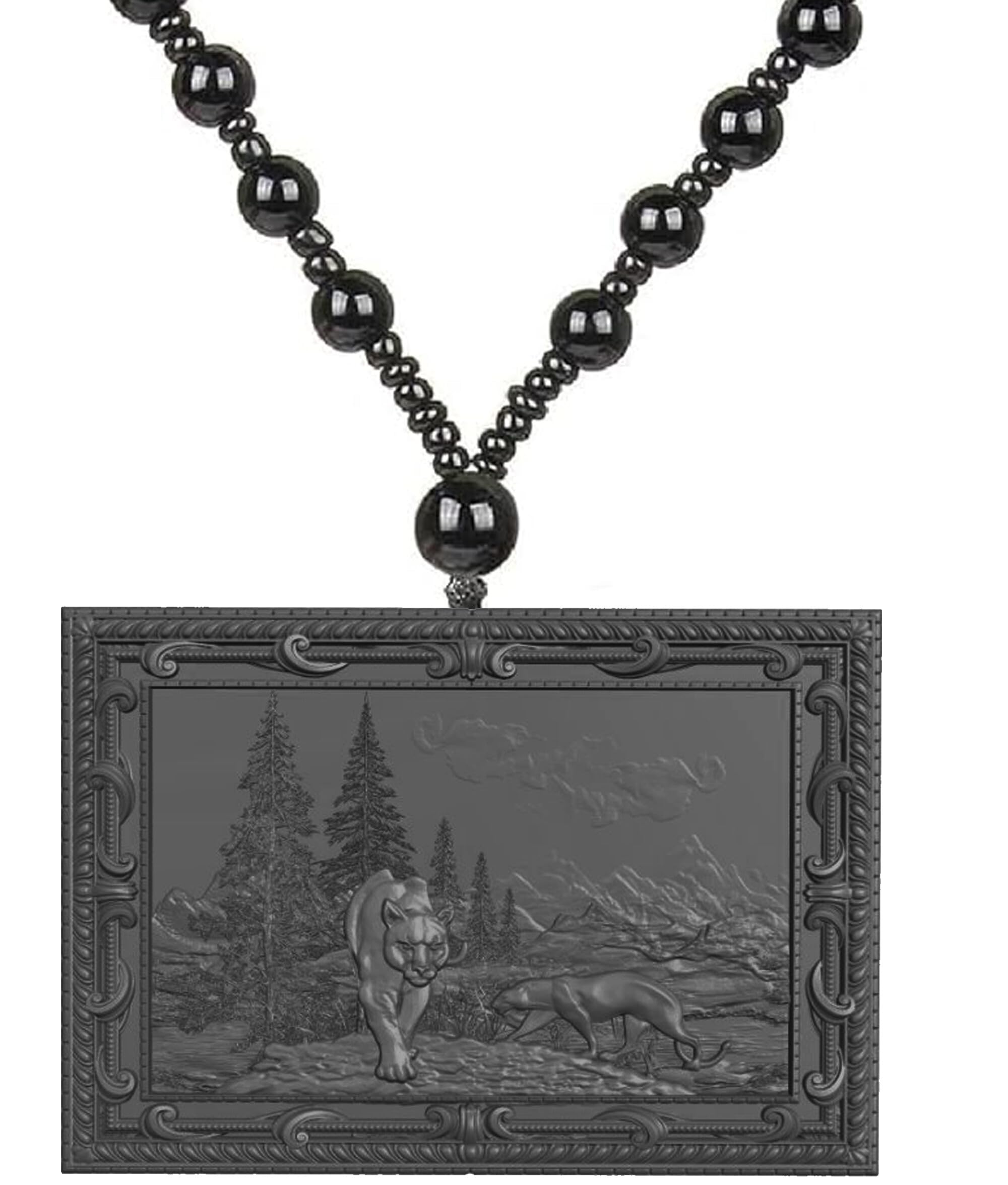 Black Dual Lions Pendant Necklace Handmade Resin Symbolic Charm Adjustable Beaded Chain Family Bond Jewelry Gift for Men & Women-image-15