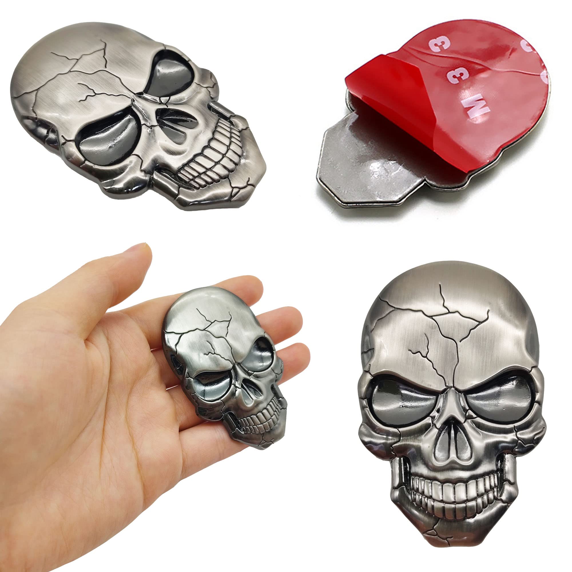 2 Adesivi 3D Teschio In Metallo Per Auto/Moto - Decorazione Cool Per Paraurti E Caschi - Foto 7