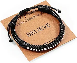 Inspirational Gifts for Men Morse Code Bracelets Mens Bracelets Graduation Gifts for Him Fathers Day Adjustable Leather Bracelet Motivational Birthday Annivesary Jewelry Stocking Stuffers for Men
