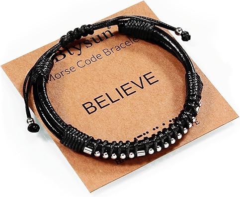 Inspirational Gifts for Men Morse Code Bracelets Mens Bracelets Graduation Gifts for Him Fathers Day Adjustable Leather Bracelet Motivational Birthday Annivesary Jewelry Stocking Stuffers for Men
