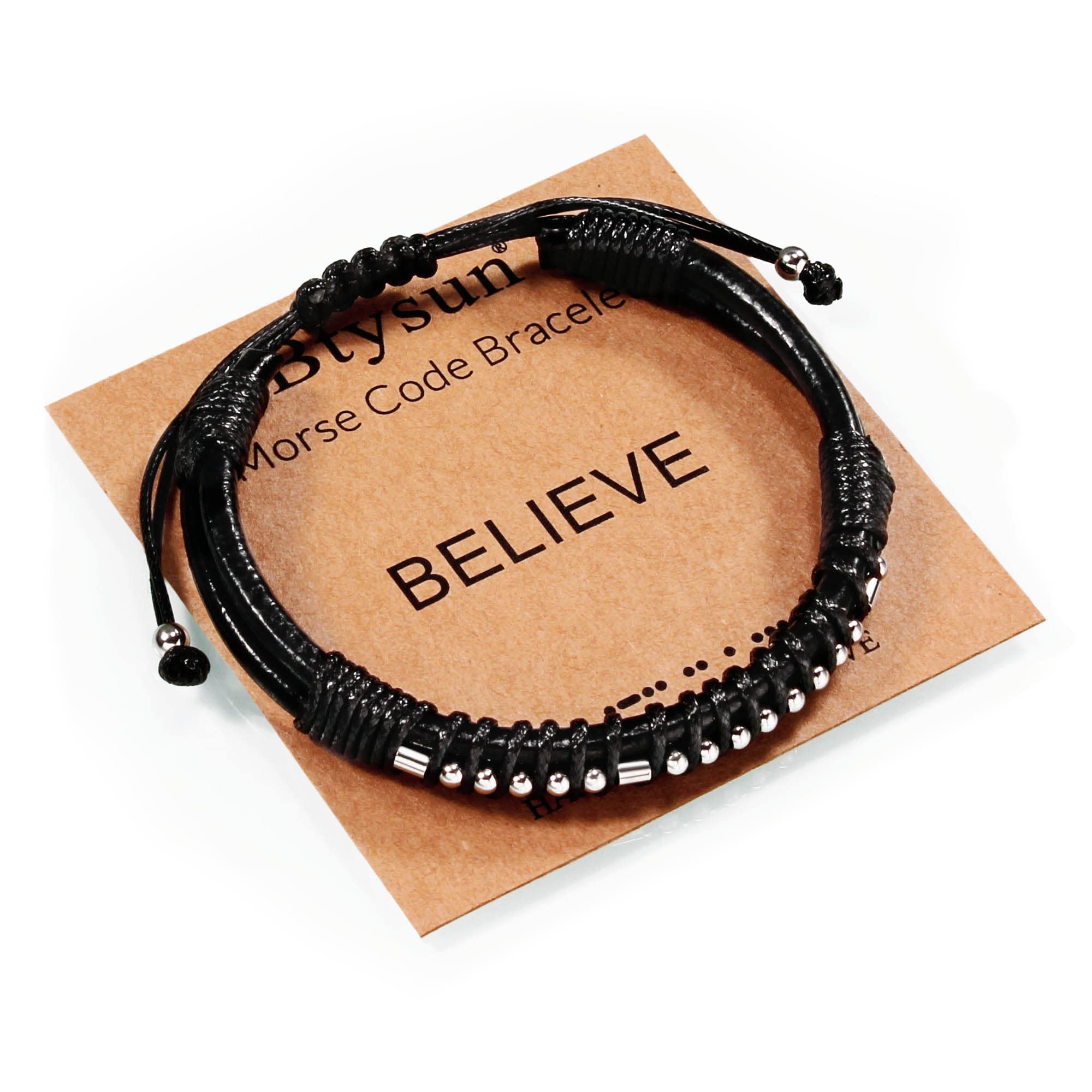 Btysun Fathers Day Gift, Gifts for Men Morse Code Bracelets for Men 2026 Graduation Gifts Mens Bracelet for Him Boyfriend Husband Leather Bracelet Motivational Birthday Jewelry Stocking Stuffers