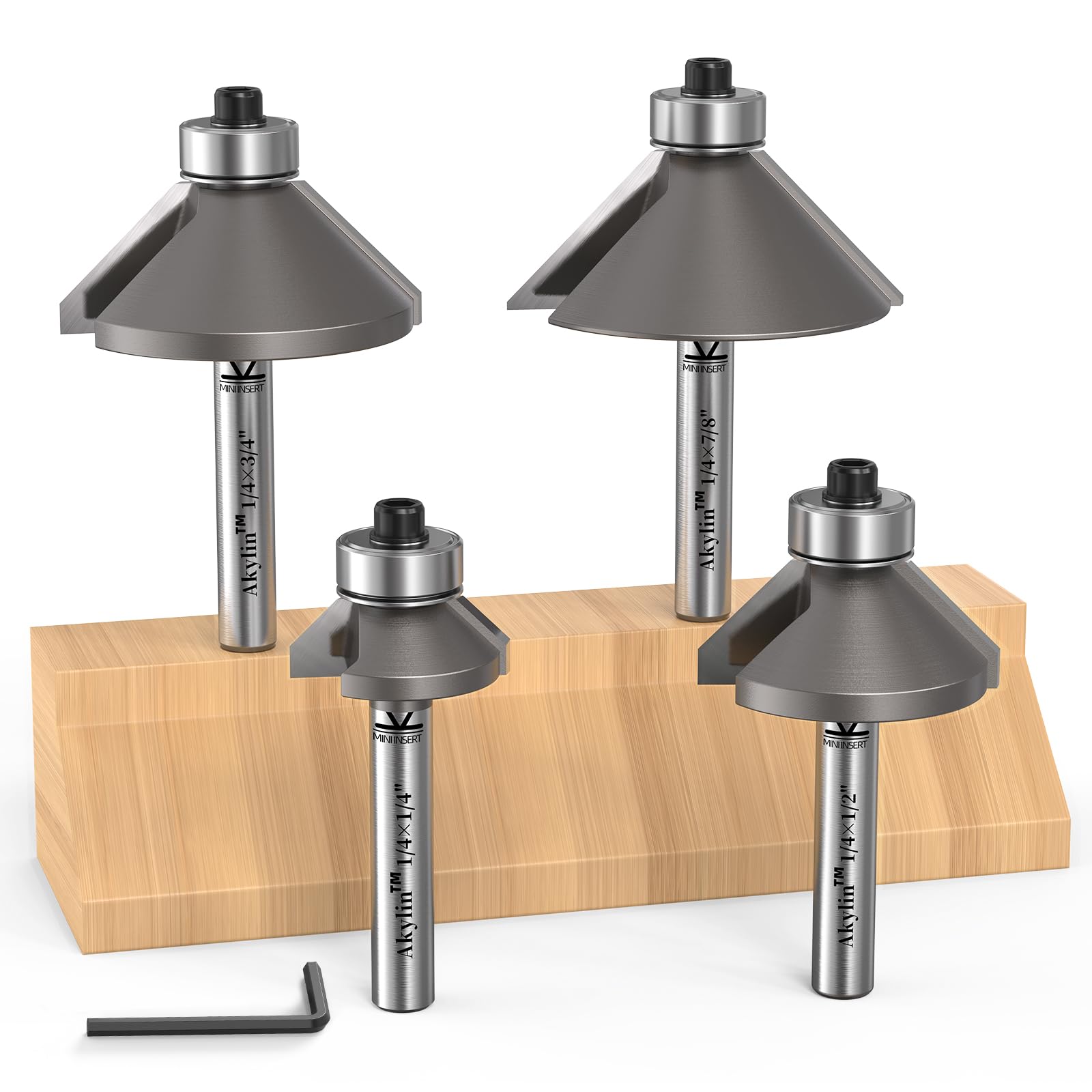 Chamfer Router Bits - 4Pcs 45° Set for Woodworking -1