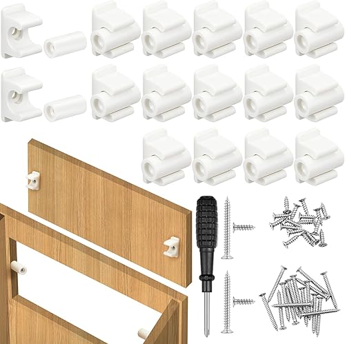 Juexica 16 pares de clips frontales falsos para gabinete, clips frontales falsos para cajones, puntas de fregadero, clips falsos para gabinete