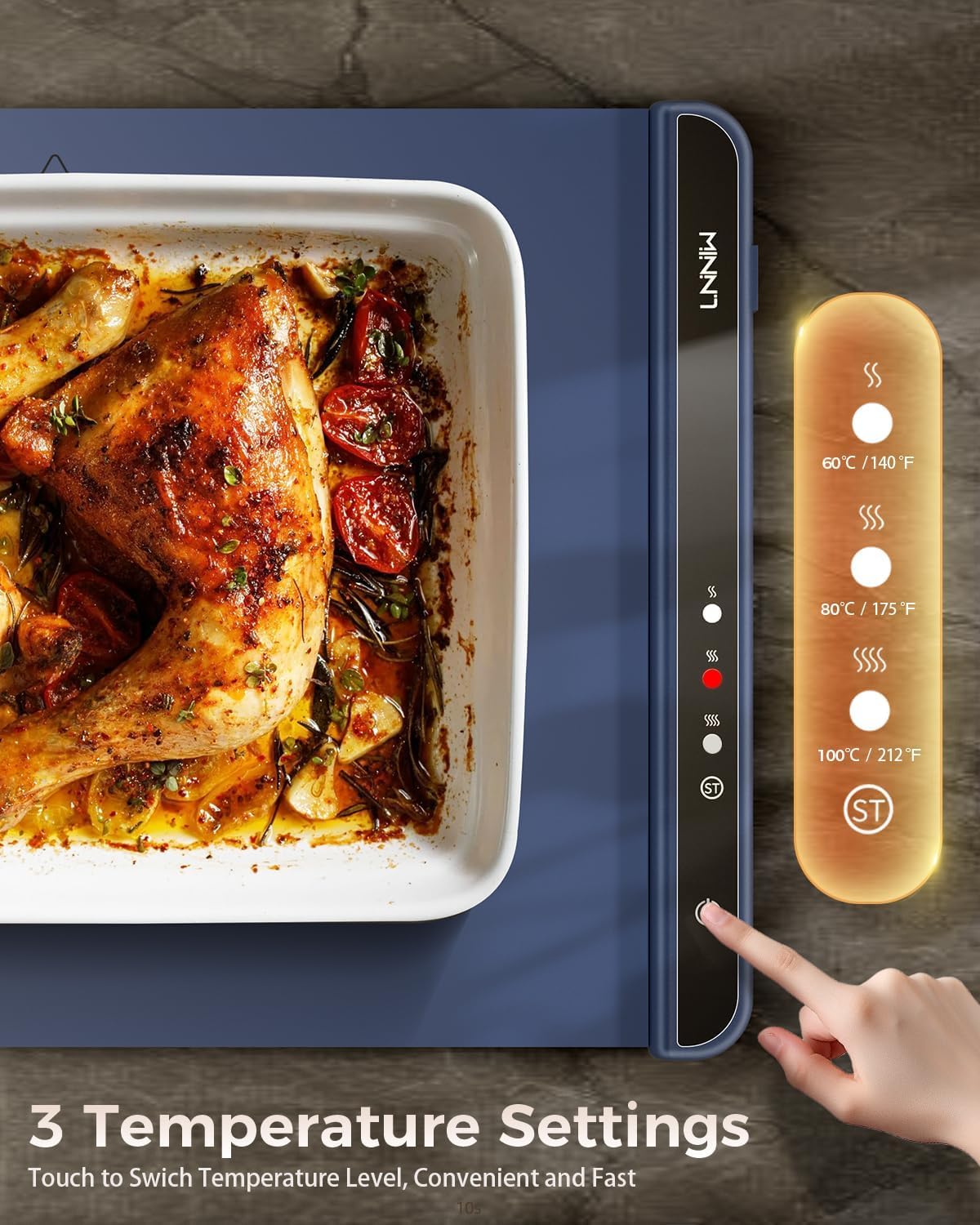 Food Warming Mat,Warming Mat for Food,Electric Warming Tray for Gatherings, Parties and Everyday Use,Heating Fastly in 10s,Portable Design,Timed Function for Your Family. - Image 2
