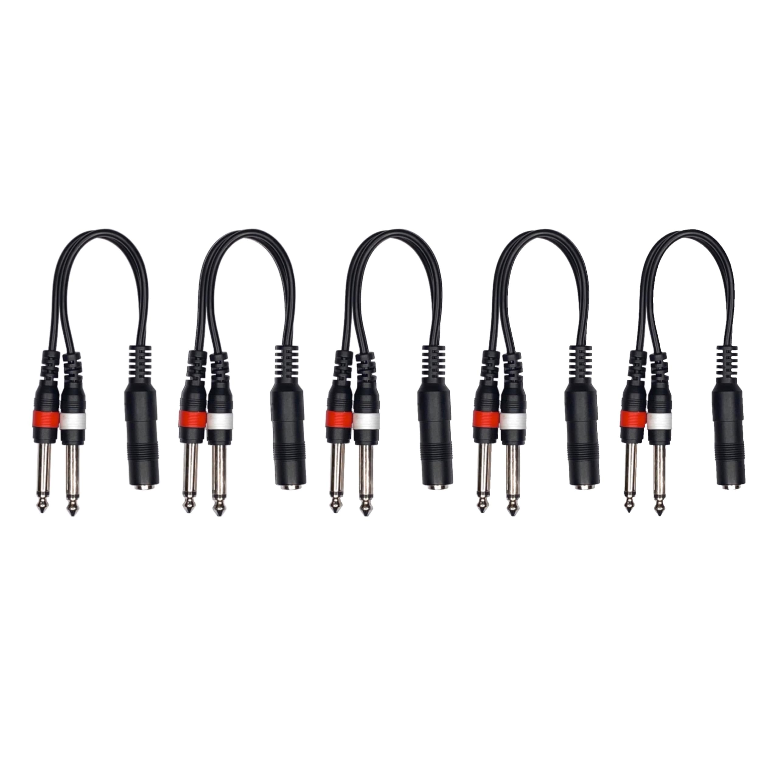 Cavo splitter splitter a Y stereo TRS femmina da 6,35 mm a 2 x 6,35 mm maschio mono (5)