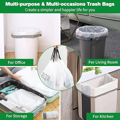 Miniatura 6 de ALLCLEAN Bolsas de basura de 4 galones con cordón, bolsas de basura pequeñas para cocina, ultra fuertes para baño, oficina, cocina, dormitorio,