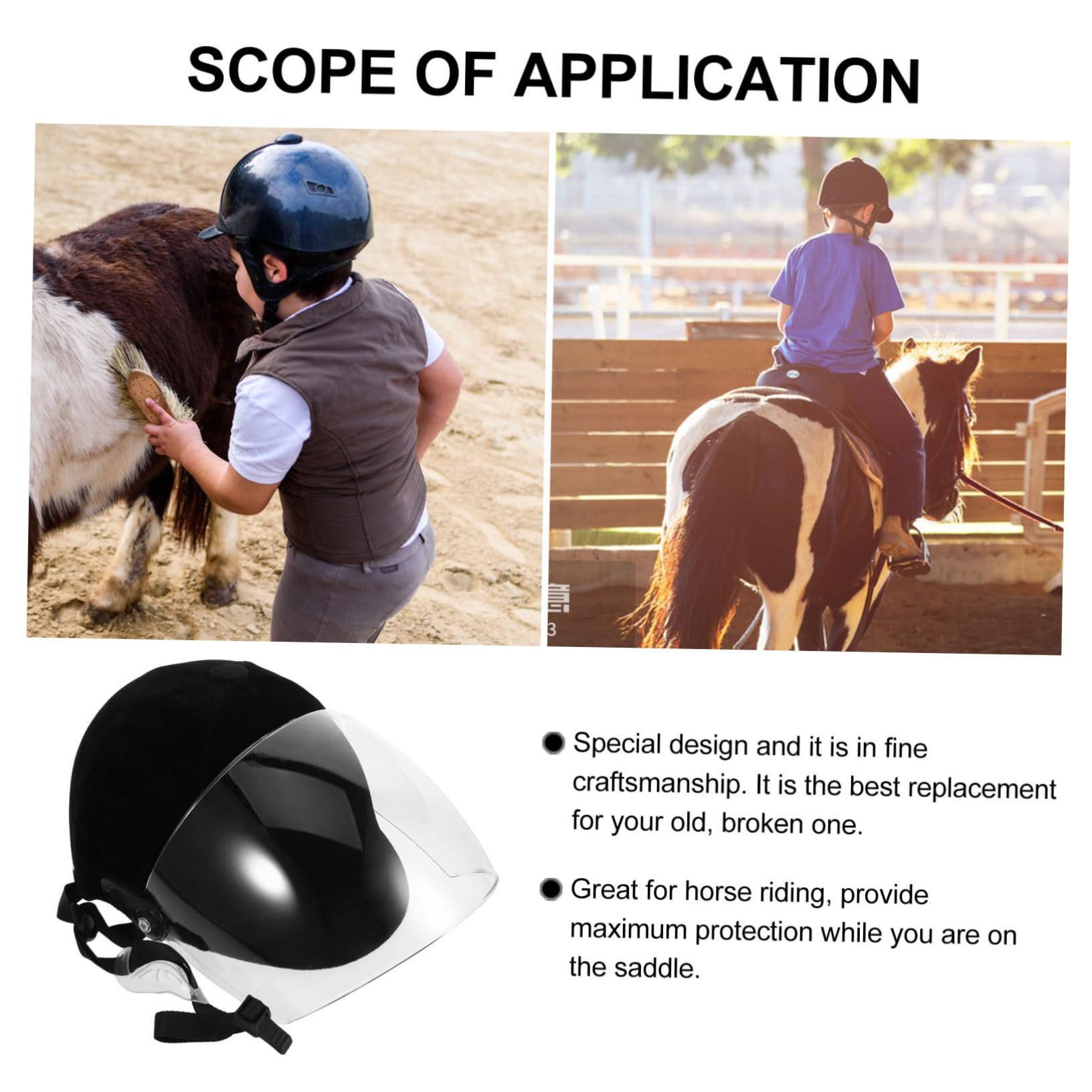 Casco de Montar a Caballo para Niños de ABS Negro