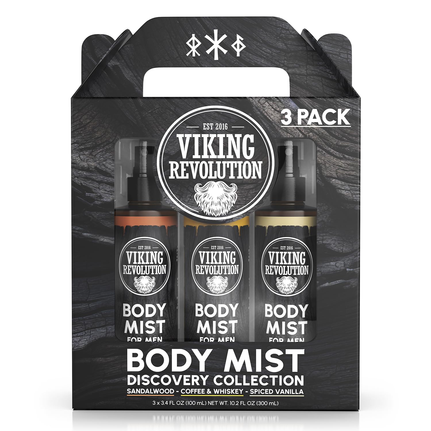 Viking Revolution Body Mist for Men - Mens Body Spray 3 Pack, 3.4 fl oz