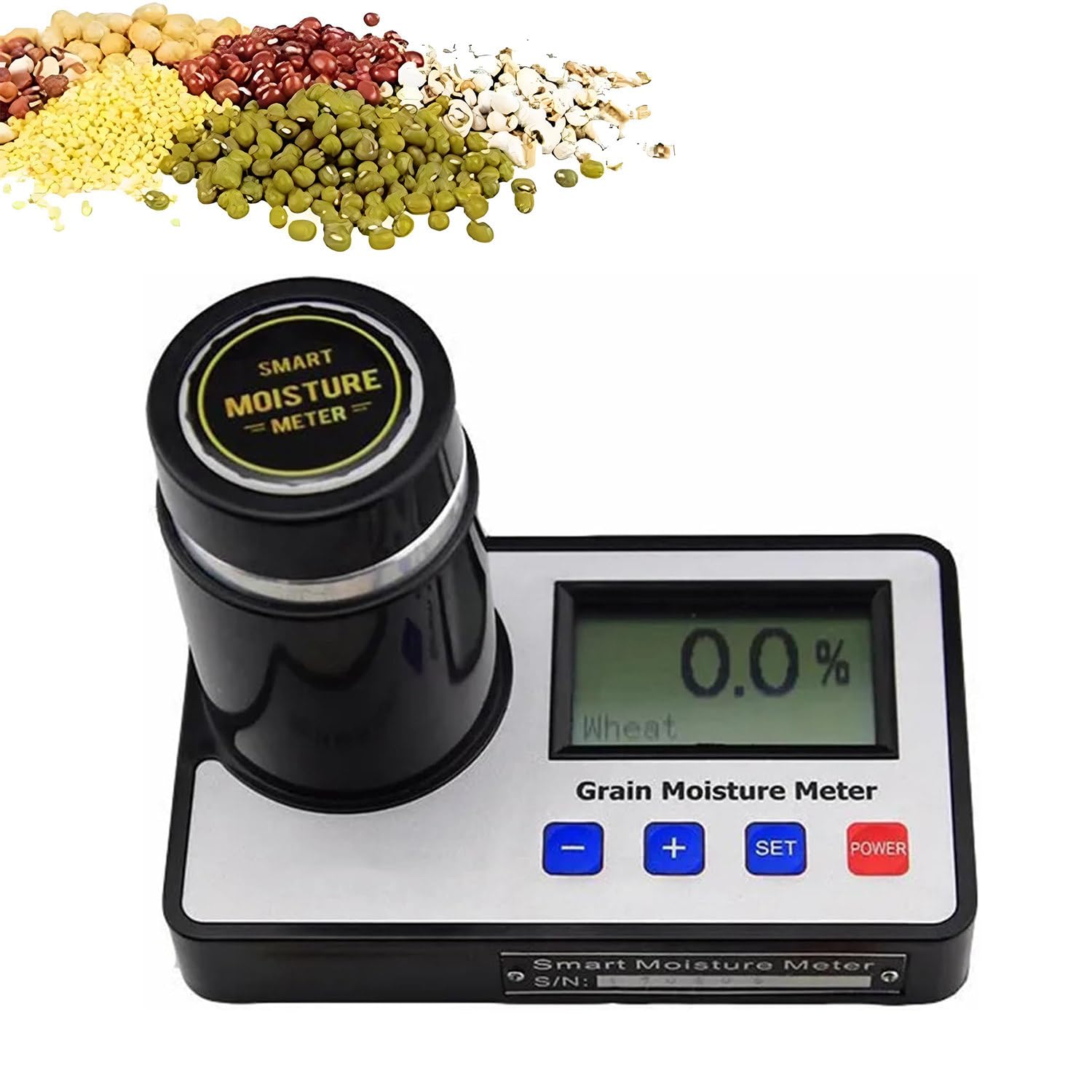 UORDBY Grains Humidity Tester, 19 TypesHigh Accuracy Grain Meter with Auto Temperature Compensation, for Wheat, Corn, Rice Varieties, Soybeans,8~20% Measuring Range