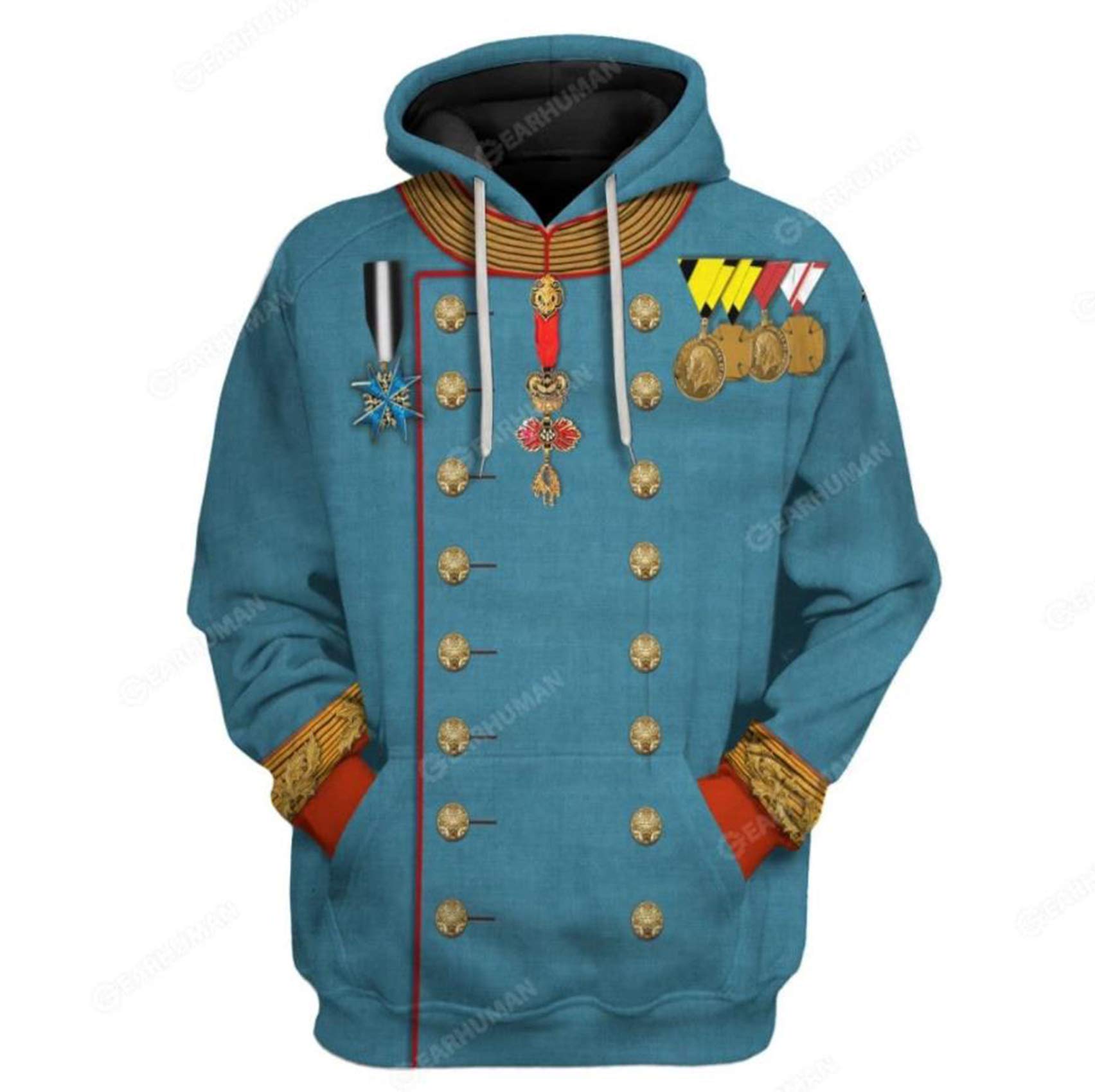 Historical Hoodie Revolutionary War Uniform Costume 3D Printed Army Jacket Halloween Costume, Franz Joseph I of Austria, L
