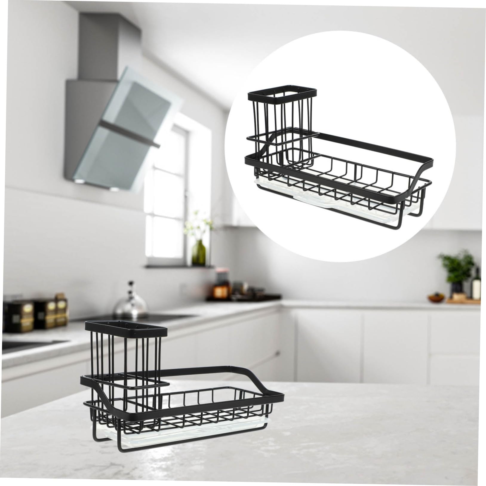 DECHOUS 4 Pz mensola Cucina ripiano Cucina portaspugna Lavello Porta Spugna per Piatti organizzatori Supporto drenante per a Porta e da Acciaio Inossidabile Black