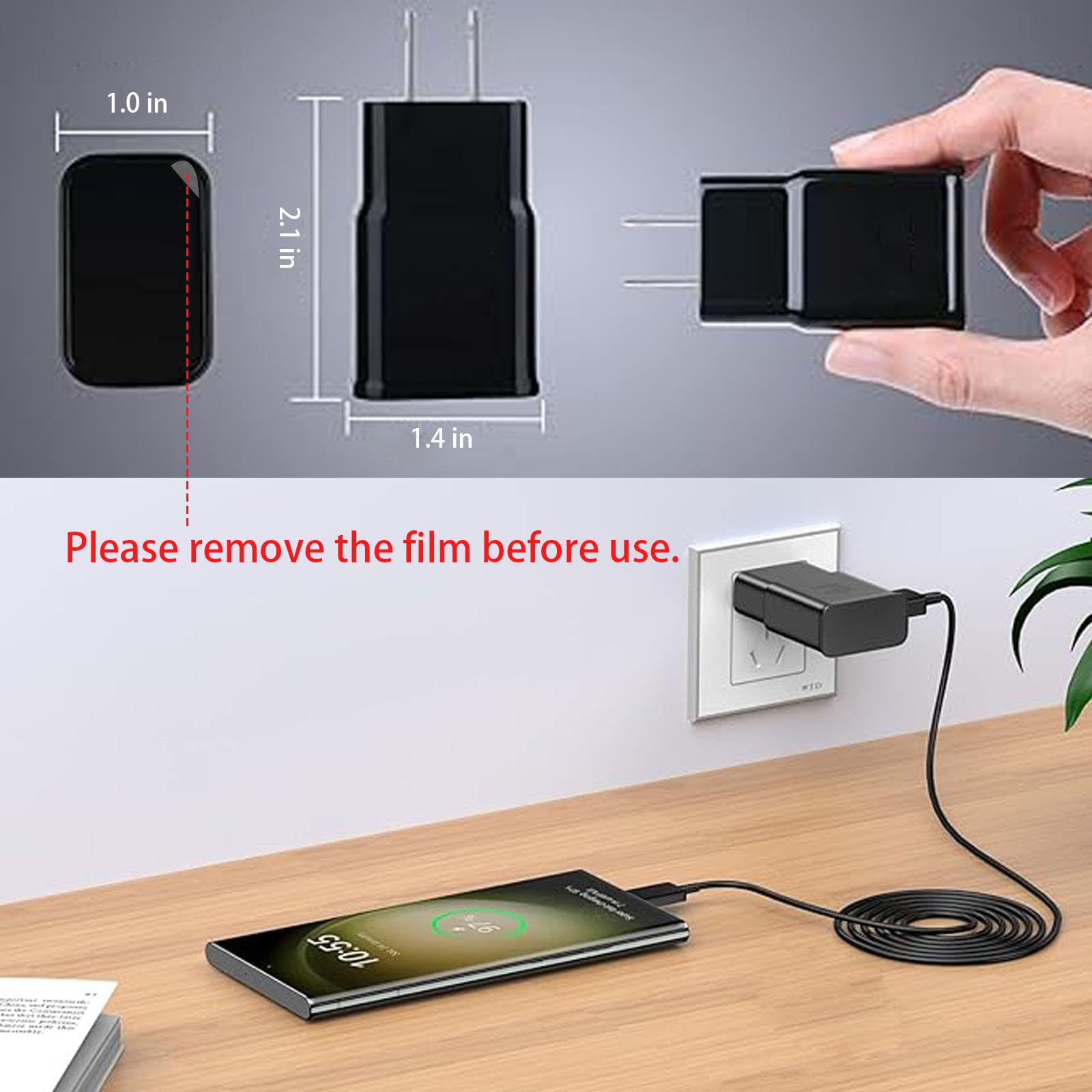 Mini USB 1080P Chargeur Caméra, Caméra de Sécurité Maison Nounou pour Bureau et Sécurité Bébé